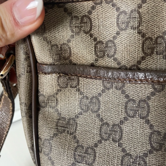 SOLD GUCCI Sherry line GG Web PVC canvas browns crossbody shoulder bag - Picture 5 of 10